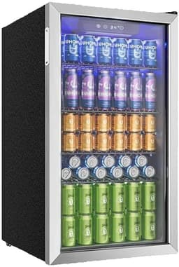 Celestul Drankenkoelkast 90L - Mini Koelkast voor Bier Wijn & Frisdrank - 126 Blikjes - Glazen Deur - LED - Stil - Instelbare Temperatuur - 49×44,5×78cm - Zilver — thumbnail 1