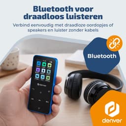 Denver MP3/MP4 Speler - Bluetooth - Shuffle/Repeat - SD kaart tot 128GB - Incl. oordopjes - Dictafoon - MP1830BU - Blauw — thumbnail 4