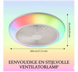 Moderne Plafondventilator met LED Verlichting – Bladeless Design – Inclusief Afstandsbediening – Dimbare Kleurtemperatuur – Omkeerbare Luchtstroom – Fluisterstil – Wit — thumbnail 3