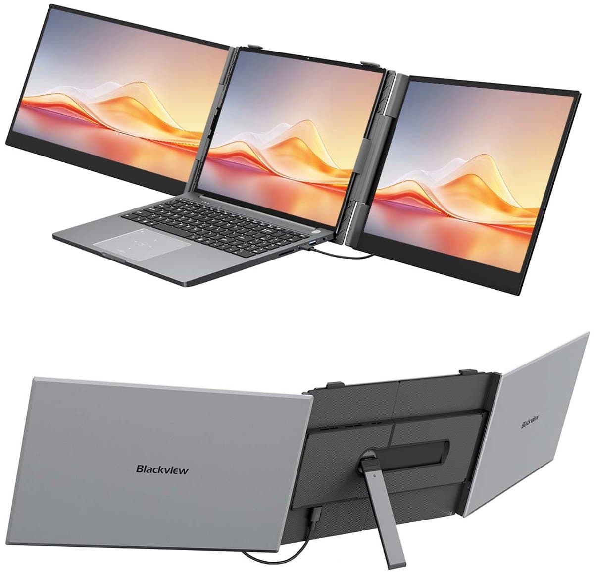 Blackview DCM6 Pro Ultradunne Portable Monitor - 14 inch IPS, 1080p FHD - Laptopscherm: 13-17.3" - Grijs — afbeelding 1
