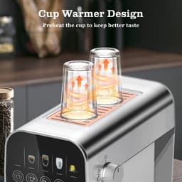 Aigostar Espressomachine 20 Bar - Pistonmachine met LCD Display - Geschikt voor Gemalen Koffie & Nespresso Capsules - RVS Melkopschuimer - Zilver — thumbnail 4