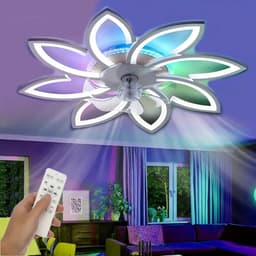 8 Sterren Plafondlamp Met Ventilator - RGB - Met Afstandsbediening - Smart lamp - Dimbaar Met App - 6 Standen Ventilator - Woonkamerlamp - Moderne lamp - Plafoniere — thumbnail 1