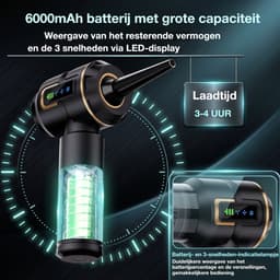 Fokelyi Auto Stofzuiger Draadloos - Handstofzuiger - Zuigen & Blazen - Air Duster - Kruimeldief - Oplaadbaar - Zuigen & Blazen - Nat & Droog — thumbnail 5