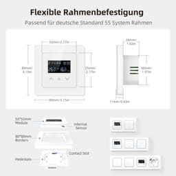 Slimme Thermostaat - Programmeerbaar - Vloerverwarming Regelen - App & Spraakbesturing - 55 x 55 mm - Wit — thumbnail 3