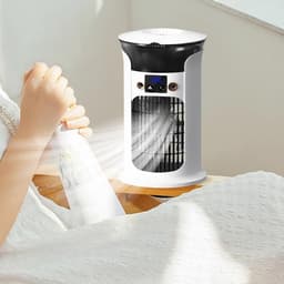 VHV-Draagbare Mini Aircooler - USB Bureau Ventilator met 3 Snelheden - Kleine Mobiele Luchtkoeler voor Slaapkamer en Kantoor - Persoonlijke Desktop Cooling Fan met 7 LED Verlichting — thumbnail 3
