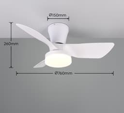Fantiluxe - Annika - Plafondventilator met verlichting - Wit - Ø76cm - Afstandsbediening - Met lamp - Plafond ventilator - Slaapkamer — thumbnail 2