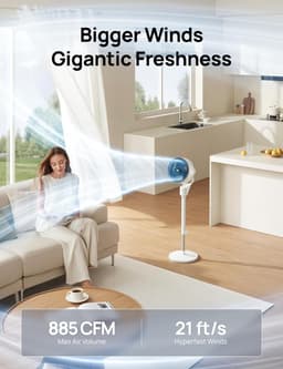 Dreo Silent Standing Fan, 1444 m³/h Air Volume Oscillating Fan, 3 Levels, 6 Hours Timer, Tower Fan with Remote Control, Air Circulation in 3 Minutes for Bedroom, Fragrance Function — thumbnail 3