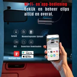 KAD® Dashcam - Full HD Dashcam met Nachtzicht - Voor- en Achtercamera met Nachtzicht - Zwart - 9cm x 4cm x 4cm — thumbnail 4