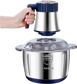 Elektrische hakmolen - Keukenmachine hakker - Maaltijd bereiding - 5 liter RVS kom - 500 W - Zilver — thumbnail 1