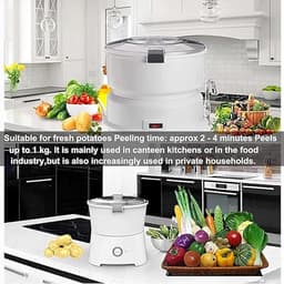 Elektrische Aardappelschilmachine - Automatische Schilmachine Groente - Snel Aardappels Schillen - 2-in-1 Functie Groentedroger - 1 kg Capaciteit - Wit — thumbnail 3