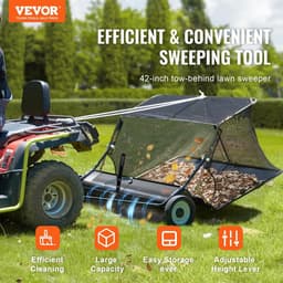 Grasveger Achter - Bladverzamelaar Gazon - Gazon Onderhoud - Verstelbare Borstelhoogte - 107 cm Werkbreedte - Zwart — thumbnail 2
