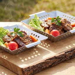 Set van 2 RVS Grillmanden voor Groenten, Vlees en Vis - Geschikt voor Gas-, Elektrische en Houtskoolbarbecues, Vaatwasmachinebestendig — thumbnail 5