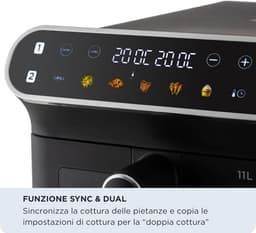 Verticale Dubbele Airfryer - Luchtfriteuse Toren - Gelijk Garen - Ruimtebesparend Ontwerp - 11 Liter - Zwart — thumbnail 4