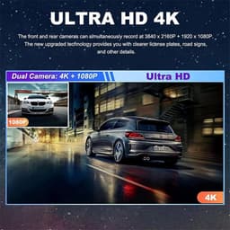 Dashcam 4K - Autocamera DVR - Veilig Rijden - Super Nachtzicht WDR - 3 Inch Scherm - Zwart — thumbnail 4
