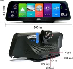 Dashcam voor Auto - 10" 4G ADAS Dashcam - GPS Navigatie & Dual Lens Achteruitrijcamera - 15m Achtercamera - Geen Geheugenkaart - Zwart — thumbnail 4