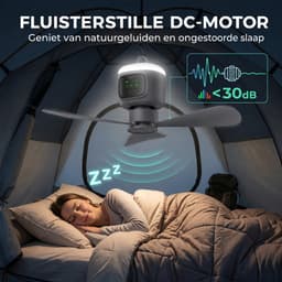MUPOO Draagbare Camping Plafondventilator met LED Verlichting -Ø 45cm- 12000mAh - Afstandsbediening- 4 Windsnelheden & Timer - Stille DC Motor - Afneembare Bladen - lamp ventilator plafond Voor Tent, Caravan, Overkapping & Buiten — thumbnail 5