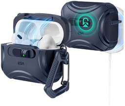 ESR Hoesje Geschikt Voor AirPods Pro 3 (2025) - Cyber FlickLock Case - Compatibel met MagSafe - Karabijnhaak - Blauw — thumbnail 1