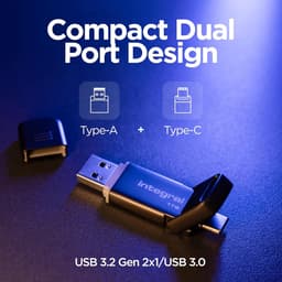 USB Flash Drive - Externe SSD - Snelle Gegevensoverdracht - Dubbele USB Poorten - 256 GB - Grijs — thumbnail 3