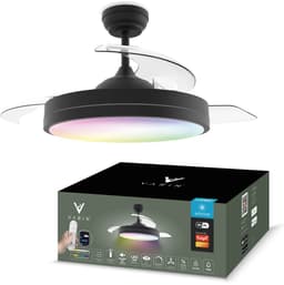 Varin® Smart Plafondventilator met verlichting - Zwart - Tuya Wifi - LED 36W RGBW - Ø 50cm/108cm - Super stil - Smart lamp - Plafondlamp slaapkamer - Plafonniere woonkamer - Plafondlampen - Plafond lamp - Verlichting kinderkamer - Ventilator — thumbnail 1