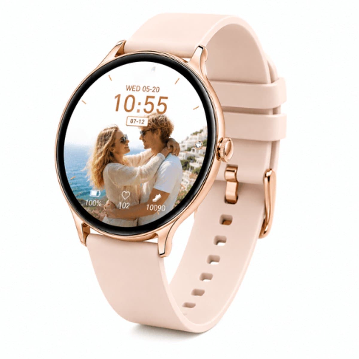 Smartwatch Dames - Bluetooth Bellen - 1.43'' AMOLED Ultra Clear Display - Ultradun Design - Hartslag, Slaap & SpO2 Monitor - Geschikt voor iPhone, Samsung & Android - 100+ Sportmodi - IP65 Spatwaterdicht – 2 Bandjes — afbeelding 1