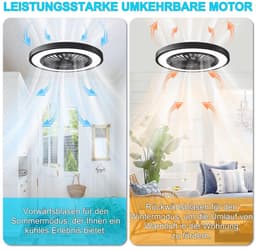 Ventilator Plafondlamp - Ø 54 cm - Zwart - Dimbaar - RGB - 6 Standen - Ventilator - 5200 lumen - Keuken Lamp - Woonkamer Lamp - Moderne Lamp - 45 W — thumbnail 4