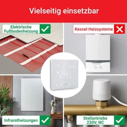 Kamerthermostaat Wifi - Slimme Thermostaat - Verwarming Regelen - App Bediening - 230 V 16 A - Wit — thumbnail 3