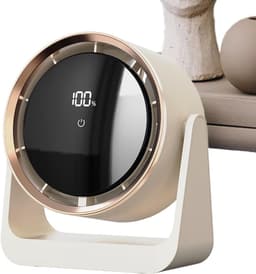Witte USB tafelventilator met LED display – stil, oplaadbaar, wandmontage mogelijk, voor slaapkamer of kantoor — thumbnail 1
