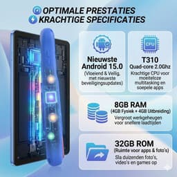 KidsTab Pro 10 Inch — Kindertablet — Android 15.0 — 8GB RAM (4+4) — 32GB — Inclusief Schokbestendige Hoes & Standaard — Roze — thumbnail 3