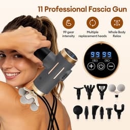 Massage Gun - Massage Apparaat - 11 in 1 Massage Pistool - 99 Snelheden — thumbnail 5
