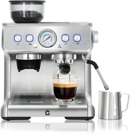 DIMICO - 20 Bar Espressomachine met Koffiemolen en Melkopschuimer - Espressomachines – RVS Koffiemachine 2,8L met Instelbaar Shotvolume voor Espresso, Cappuccino en Latte — thumbnail 1