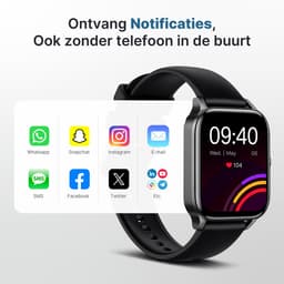 KIMO DIRECT Aurel Smartwatch - Stappenteller - Hartslagmeter - Bloeddrukmeter - Smartwatch Dames & Heren - Android & iOS - Zwart — thumbnail 2