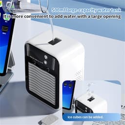 KZQ Mini-airconditioner – oplaadbaar, 2 snelheden, 2 nevelstralen, digitaal display, voor auto, slaapkamer, kantoor of camping — thumbnail 3