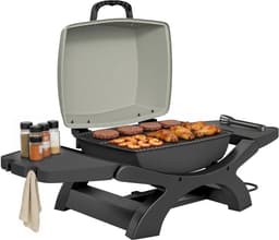 Elektrische Tafelgrill - Barbecue - Draagbare Barbecue en grill - 2,3 kW - Grillwagen - Tafelgrill - met Antiaanbaklaag, Bijzettafels, Vetopvangbak & Deksel - 102 x 48 x 38 cm - Zwart — thumbnail 3