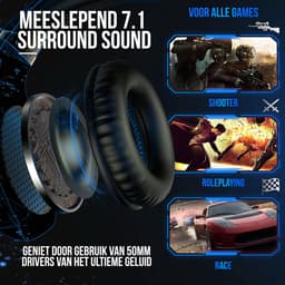 Strex Gaming Headset Met Microfoon - Geschikt Voor PC / PS4 / PS5 / Xbox / Switch - Game Koptelefoon Met Draad - Blauw — thumbnail 3