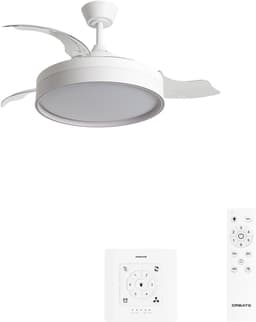 CREATE - Stille plafondventilator 40 W Ø107 cm met intrekbare bladen en LED-licht - M - Met licht - Controller voor wandmontage - WIND CLEAR EDGE — thumbnail 1