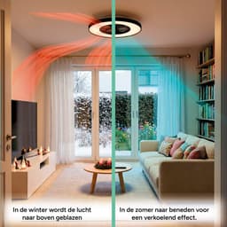 Proventa Premium Plafondventilator met lamp 60 cm - Zomer- en winterstand met afstandsbediening - Plafondlampen met Ventilator & Lamp - Zwart — thumbnail 3