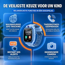 Kinder Smartwatch met GPS & Telefoonfunctie – Veiligheidshorloge voor Kinderen met Camera, SOS-Knop & Locatietracking – Ouderlijk Toezicht – blauw — thumbnail 3