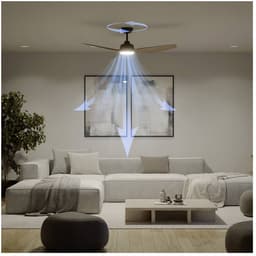 Philips Olas Ventilator met LED lamp - Diameter: 132cm - Instelbaar wit licht van 3000K tot 6500K - Dimbaar tot 5% - Inclusief afstandsbediening - 2650 Lumen - Zwart/Hout — thumbnail 4