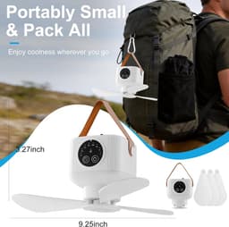 Campingventilator - Draagbare campingventilator - Ventilator - Met verlichting en afstandsbediening- Met 4 snelheidsstanden en timerfunctie 3 standen nachtlampje - Meerdere plaatsingsmethoden met statief - voor luifel strand camper - Wit — thumbnail 3