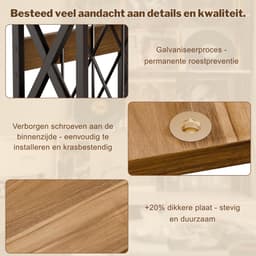 SNJY® Platenspeler Meubel - Platenspeler Kast - LP Houder - Platenhouder - 32D x 40B x 36H cm - Bruin/Zwart — thumbnail 2