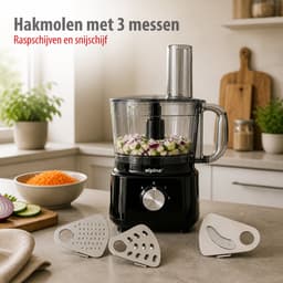 alpina 3-in-1 Foodprocessor, Blender en Smoothie Maker - Keukenmachine Multifunctioneel - Groentesnijder - Hakmolen - 2L - BPA-Vrij - Vaatwasserbestendig - FP413GS - Zwart — thumbnail 5