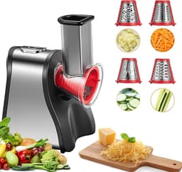 Elektrische Rasp 200 W - Groentesnijder en Kaasrasp met 4 Kegelmessen - Aardappelrasp voor Kaas, Wortels, Aardappelen en Groenten, Vaatwasserbestendig — thumbnail 1