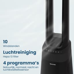 Auronic Torenventilator - Bladeless Model 2 in 1 - Luchtreiniger met HEPA-filter - Ventilator - 10 Standen - Afstandsbediening - 105 cm - Zwart — thumbnail 3