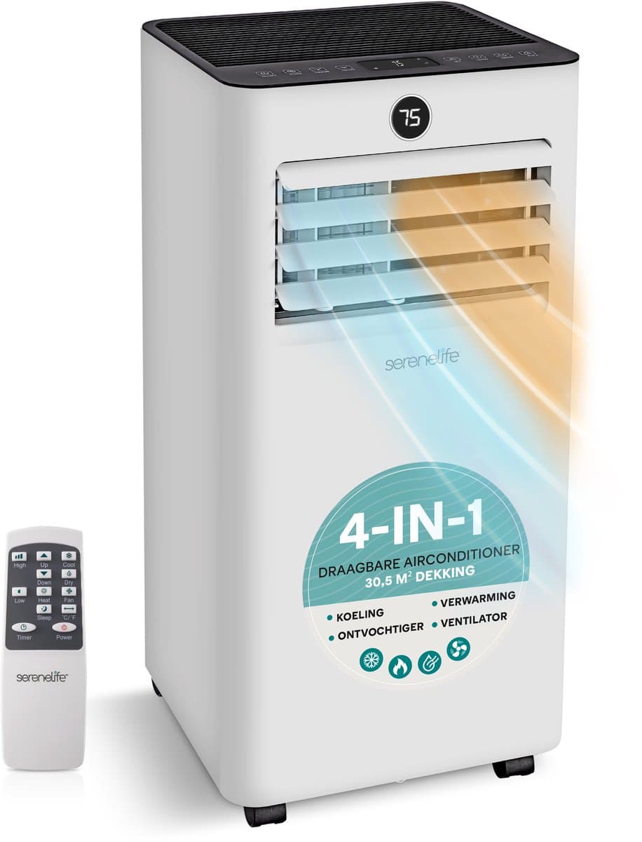 SereneLife Mobiele Airco 9000 BTU - Airconditioning met Verwarming - Portable Air Conditioner - Ontvochtiger voor Slaapkamer — afbeelding 1