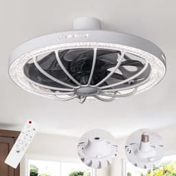 13 Inch Fitting Plafondventilator met Afstandsbediening - Dimbaar LED Licht - 3 Kleurtemperaturen 3000K-6500K - 3 Snelheden - Wit - Geschikt voor Slaapkamer, Keuken en Woonkamer — thumbnail 1