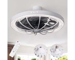 13 Inch Fitting Plafondventilator met Afstandsbediening - Dimbaar LED Licht - 3 Kleurtemperaturen 3000K-6500K - 3 Snelheden - Wit - Geschikt voor Slaapkamer, Keuken en Woonkamer