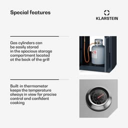 Klarstein Gasbarbecue WaldChef 30 mbar – 4 branders BBQ grill 12.800 W, rvs, gietijzeren grillrooster, thermometer, piëzo ontsteking - Gasgrill Buitenkeuken — thumbnail 3