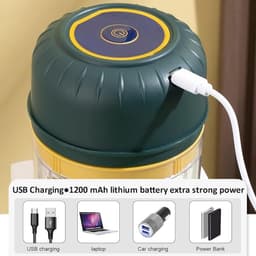 Mini Keuken Chopper - Draadloze Hakker - Snel Ingrediënten Snijden - USB Oplaadbaar - 250 ml - Wit — thumbnail 4