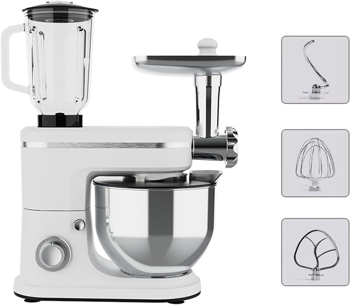 Keukenmachine - Mixer Sapcentrifuge - Bakken en Bereiden - 3-in-1 Functionaliteit - 6L Kom - Zilver — afbeelding 1