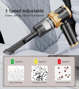 Handstofzuiger met een superzuigkracht van 18000 PA, 4-in-1 auto- en huisstofzuigerset, USB-C opladen, wasbaar filter, compact en draagbaar, verwijdert gemakkelijk auto- en dierenhaar. — thumbnail 4